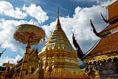 Chiang Mai - Wat Phra That Doi Suthep. The gilded chedi glittering in the sun. 